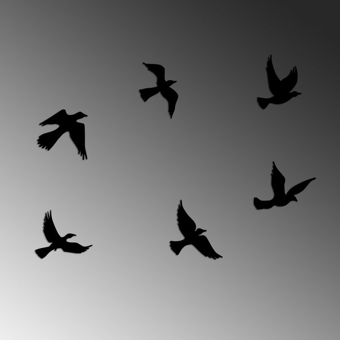 Wallity Flying Birds Escultura de Pared de Metal Negro